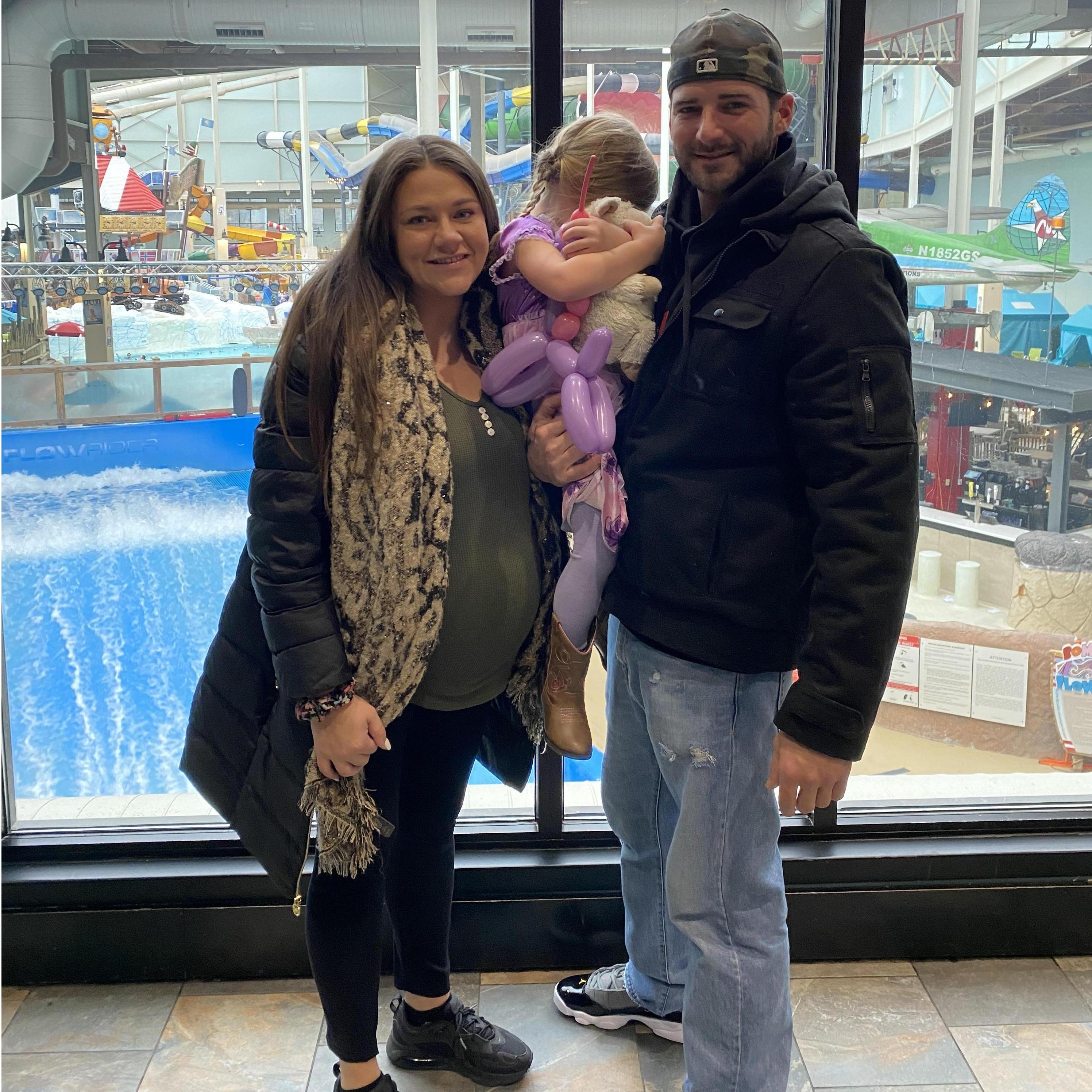 Our family baby-moon at Camelback Resort. We took this photo as we were checking out, as you can see Charlie was not happy we were leaving.