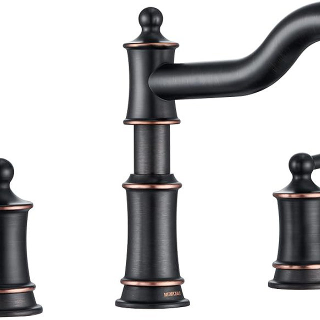 Roman Bathtub Faucet Deck Mount Tub Faucet for Bathroom Widespread Elegant Classic Spout with 3 Holes 2 Handle Valve Cartridge Included, ORB