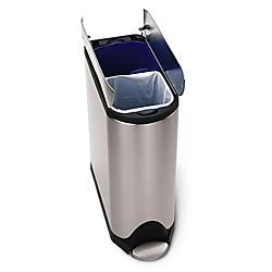 simplehuman Brushed Stainless Steel Recycler And Trash Bin, 40 gallon