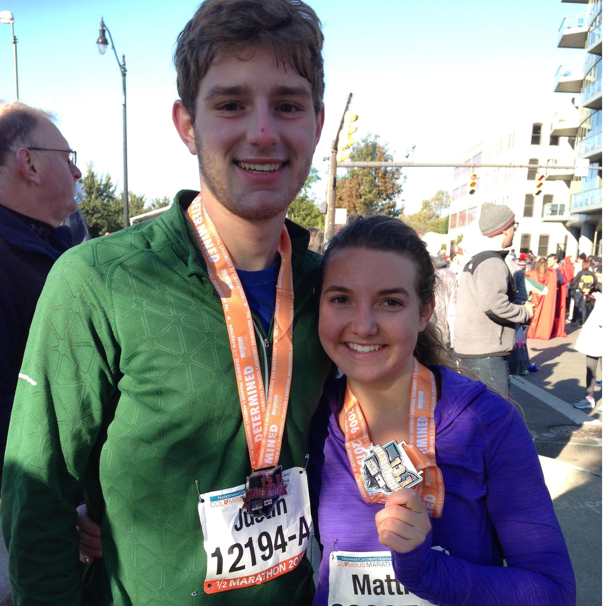 Justin convinced Mattie to run her first half marathon and they ended up running four more together.