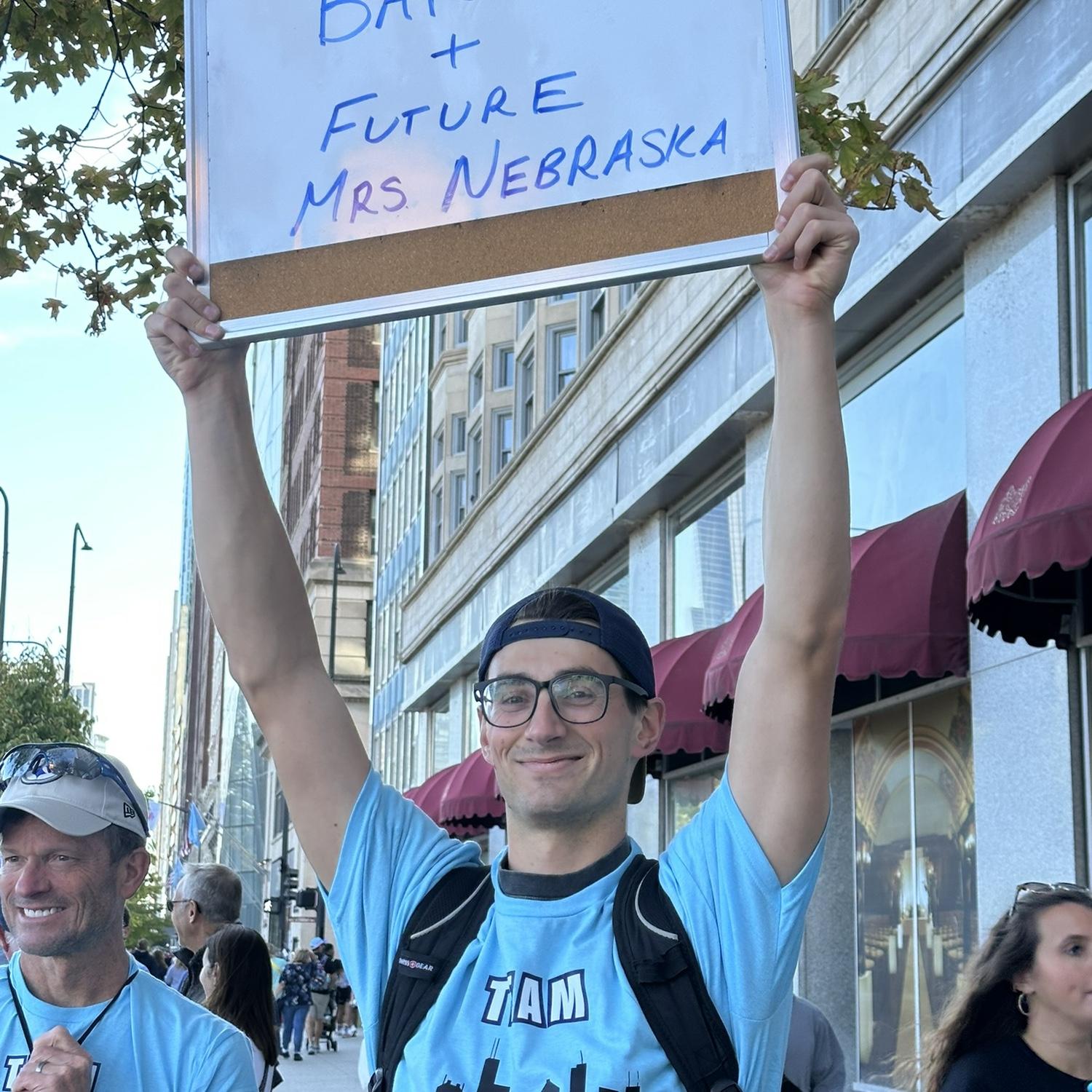 Post Chicago Marathon: Jack made sure we could find him in the crowd!