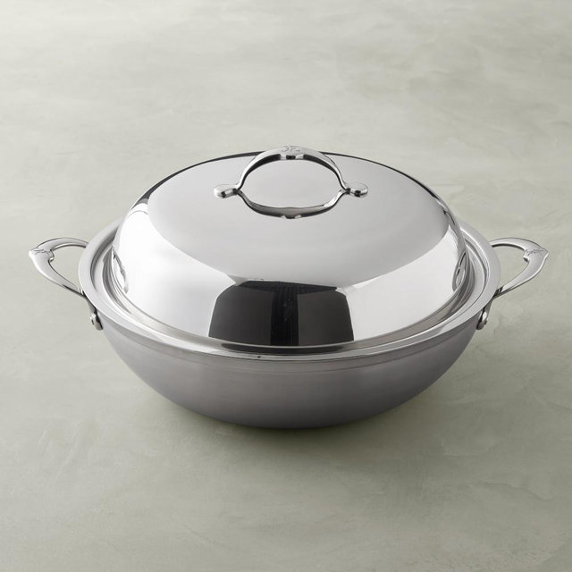 Hestan ProBond Professional Clad Stainless-Steel Covered Wok with Helper Handles, 14"