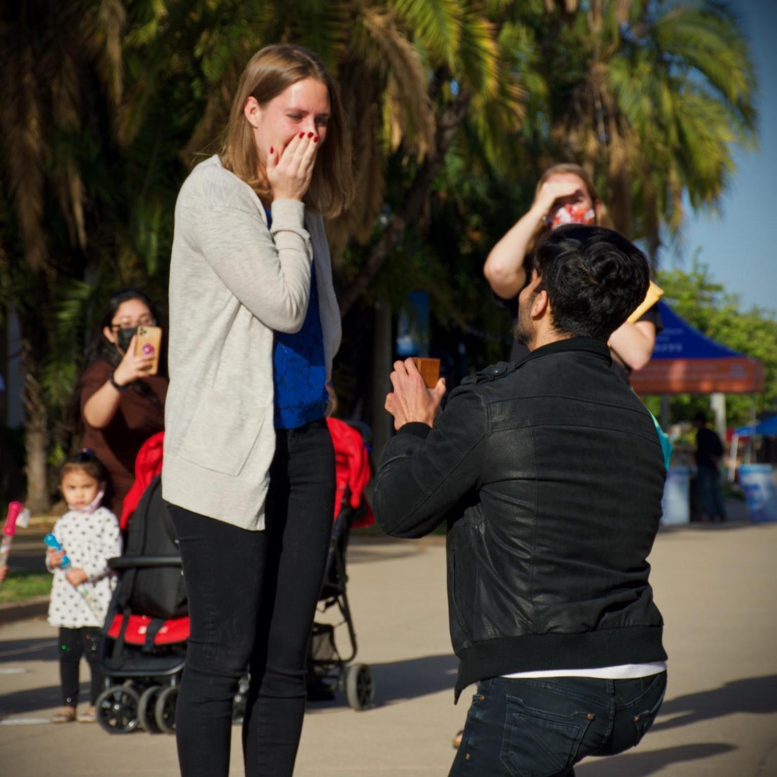When he popped the question...flash mob style! :)