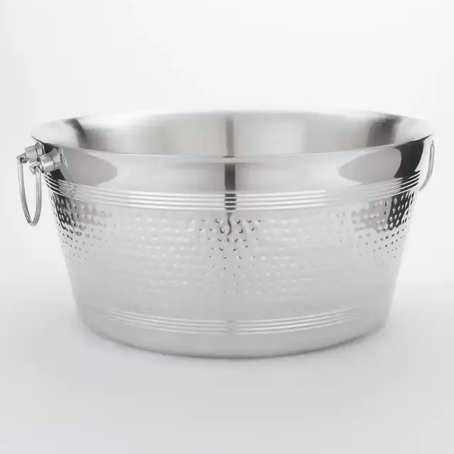 Silver Hammered Stainless Steel Beverage Tub