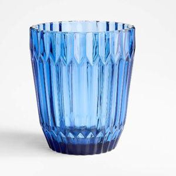 Archie Blue 12.5 oz. Double Old-Fashioned Glass | Crate & Barrel