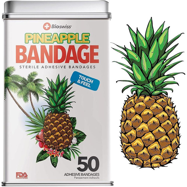 BioSwiss Bandages, Pineapple Shaped Self Adhesive Bandage Set, Latex Free, Sterile Wound Care, 50 Count