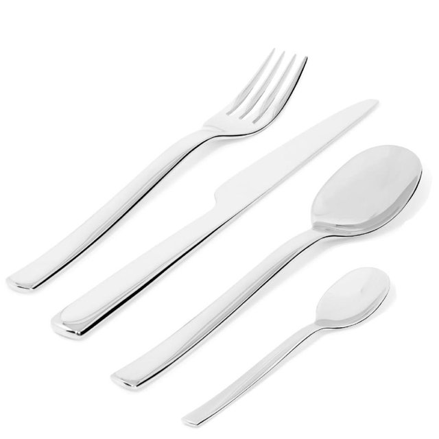 Alessi REB09S24 Ovale - Cutlery set composed of six table spoons, six table forks, six table knives, six coffee spoons in 18/10 stainless steel.