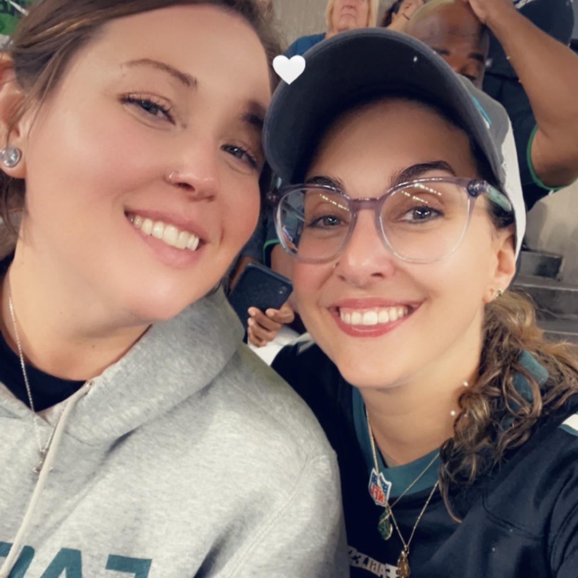 at a pre-season e-a-g-l-e-s game. this was in the very beginning on maybe our 3rd or 4th date. we were smitten kittens.