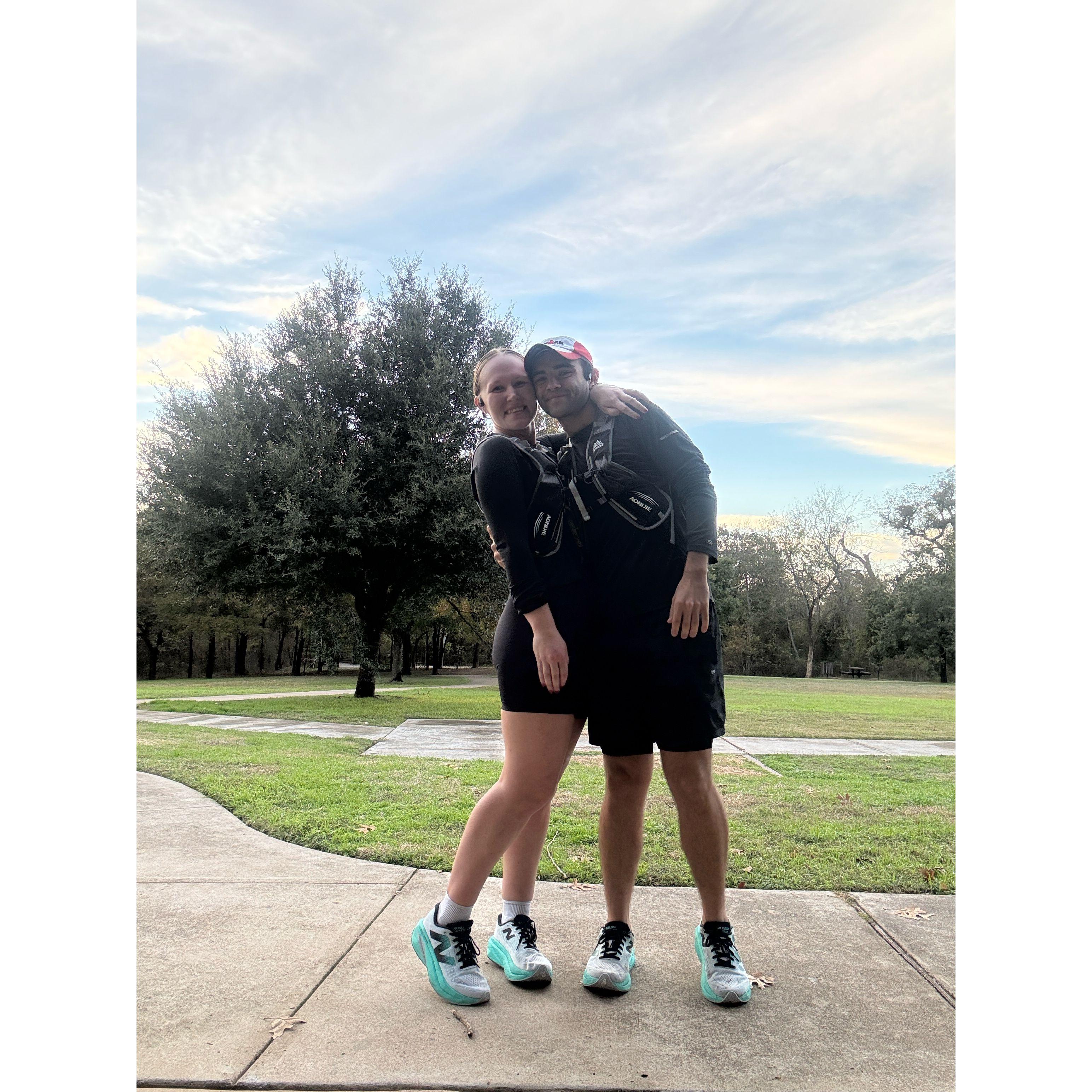 16 mile run together while training for the marathon