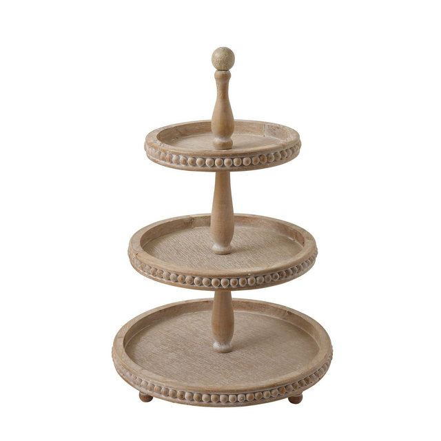 Round 3-Tier Decorative Wood Tray