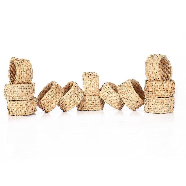 Napkin Rings Set of 12, Rattan Napkin Holders, Serviette Rings Bulk for Party Decoration, Dinning Table, Everyday, Family Gatherings - A Great Tabletop Décor - Natural Tan