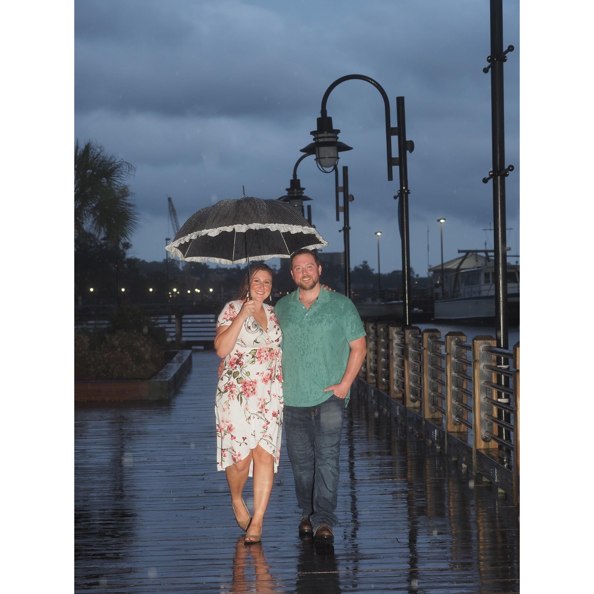We got caught in the rain at our first engagement shoot attempt!