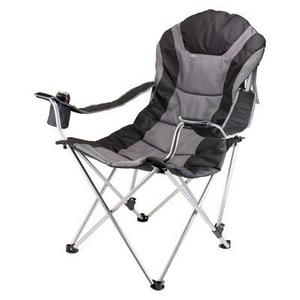 Picnic Time Reclining Camp Chair - Black/ Grey (12.5 Lb)
