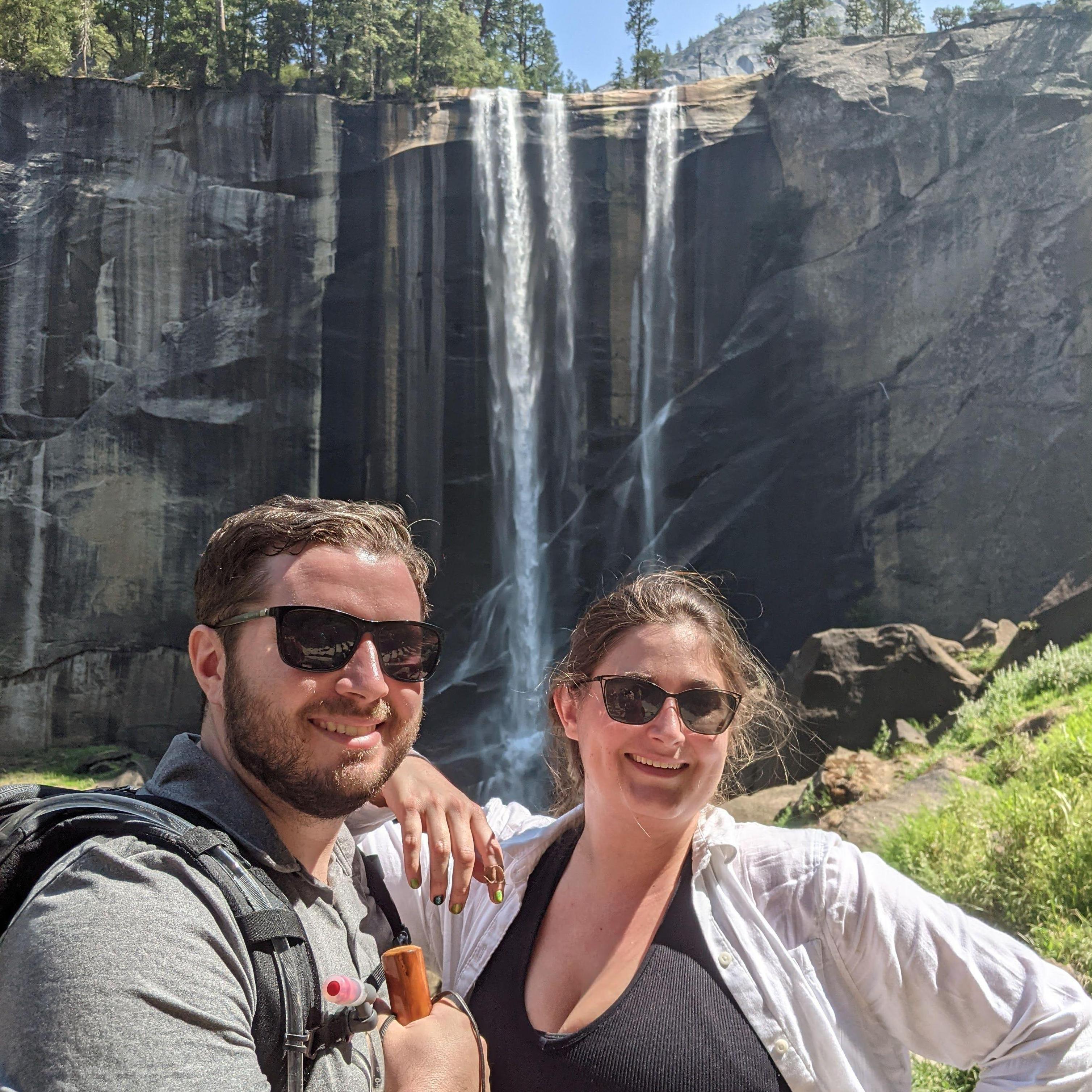Two years later on the Mist Trail with a less impressive Vernal Falls behind us (2021).