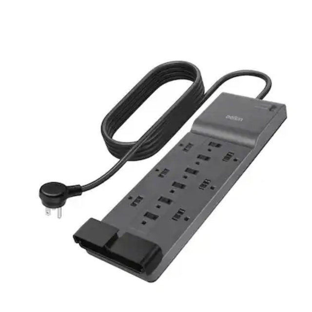 Belkin - Surge Protector for Home/Office with 12 AC outlets, 8-foot cord, and 3780 joules of surge protection - Black