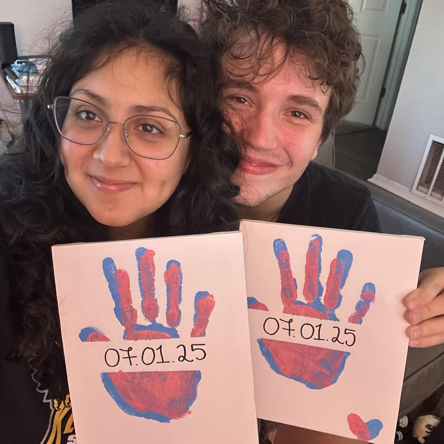 Handprints with the date we started officially dating!