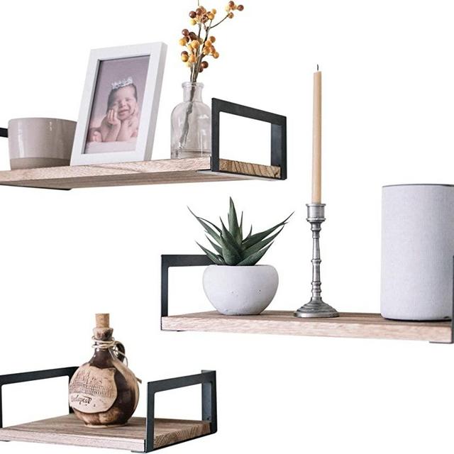 Premium Home Wood Floating Shelves Wall Mounted; Wall Shelf Set of 3, Bathroom Shelves for Wall Shelving,Bedroom,Living Room,Kitchen,Bookshelves,Decorative Trophy Display,Industrial décor