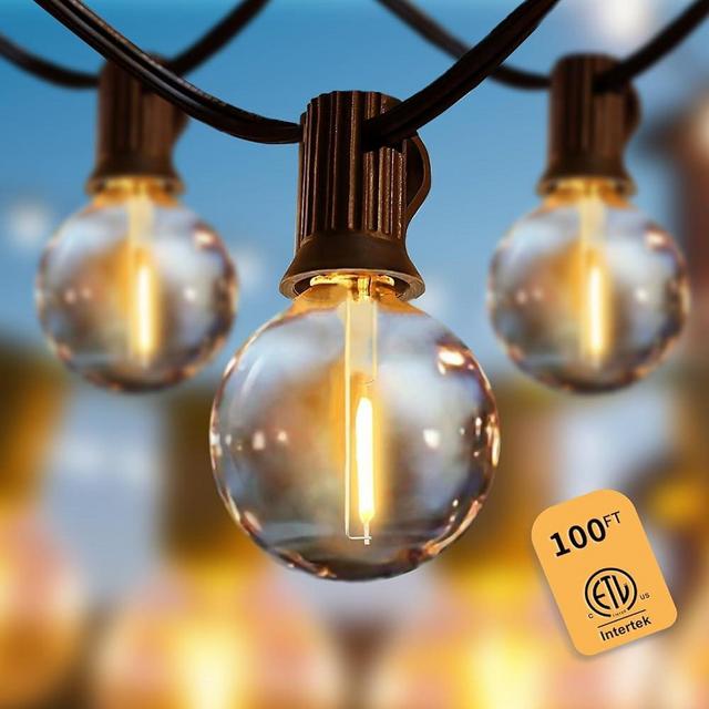 Yuusei Outdoor String Lights,100Ft G40 Globe LED Outdoor Lights for Patio with 52 Shatterproof Bulbs(2 Spare), String Lights for Outside, Cafe, Porch, Backyard,Market
