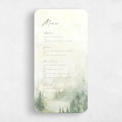Green Rounded Wedding Menu - Forest