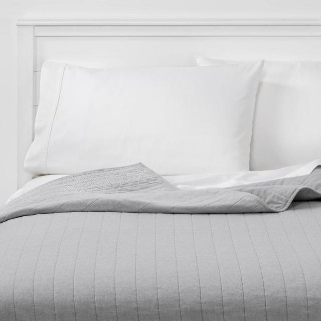 King Embroidered Chambray Quilt Dark Gray - Threshold™
