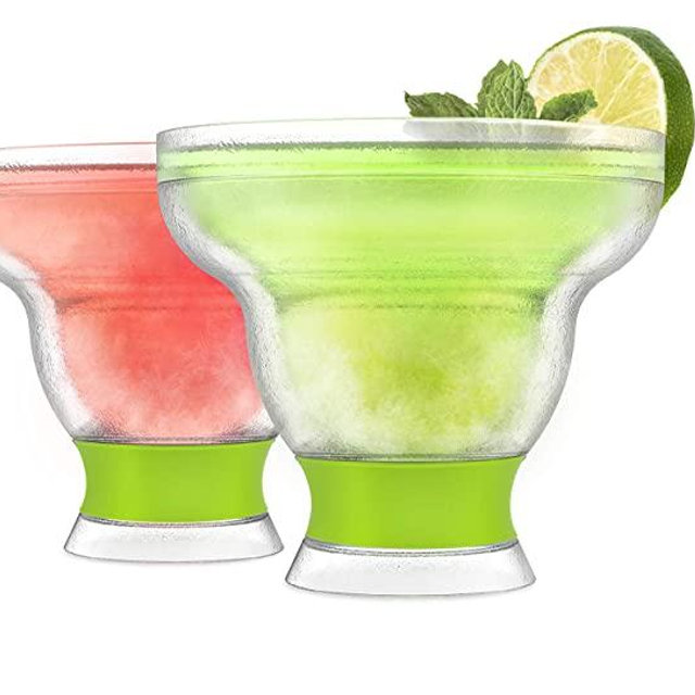 HOST 5173 FREEZE Cooling Cups, Green Margarita Glass-Set of 2