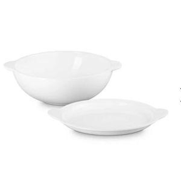 Round Multifunction Baking Dish with Platter Lid - White