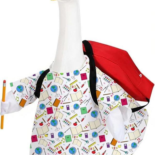 AZYM Back to School Porch Goose Outfits,4 Pcs/Set Yard Goose Statue Clothes for 23" Statue Patio Lawn Garden Decoration