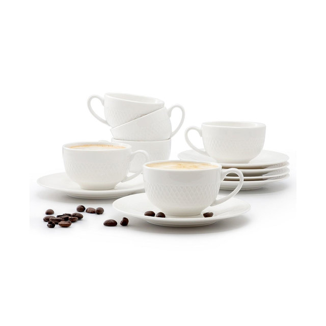 Elama Luna Espresso Cup & Saucers, Service For 6