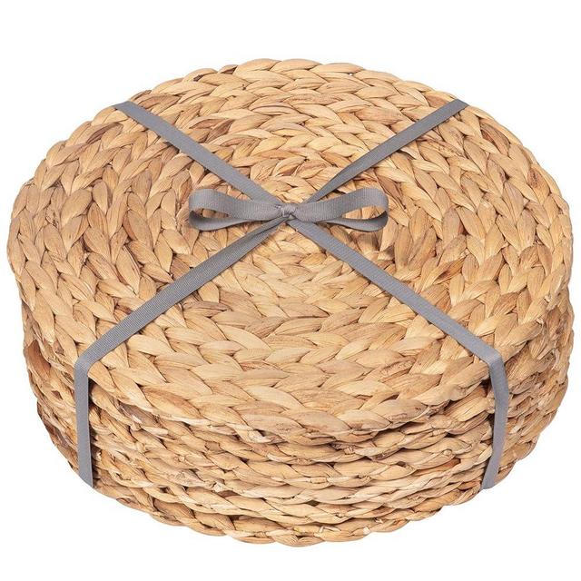 Dehaus® Round Placemats - Set of 6, 13.8" Woven Seagrass Table Mats - Luxury Boho Wicker Table Place Mats - Natural Kitchen Dining Indoor Table Mat Set