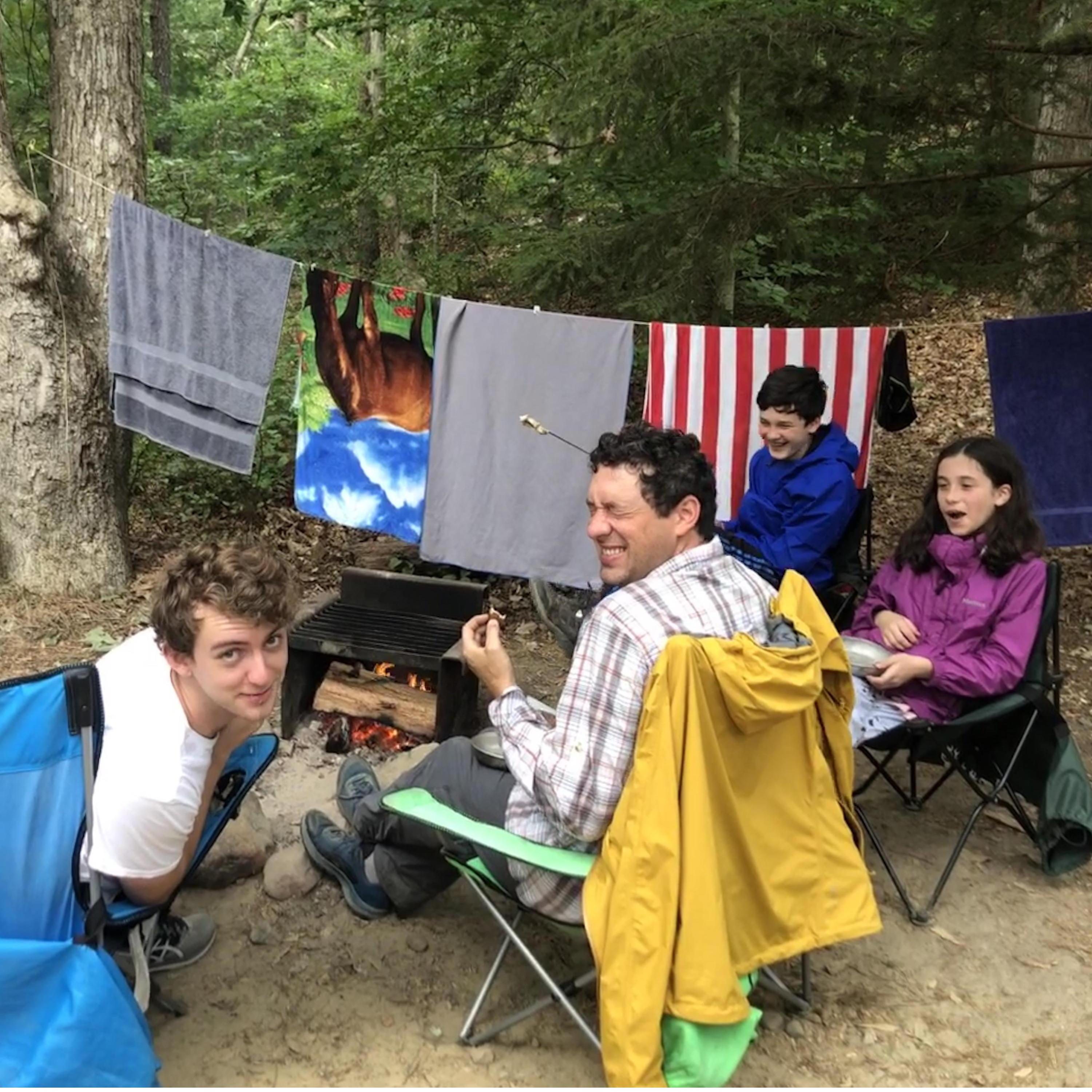 Eating s'mores at a campground on the Cape.