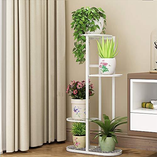 Metal 4 Tier 5 Potted Plant Stand Multiple Flower Pot Holder Shelves Planter Rack Storage Organizer Display for Indoor Outdoor Garden Balcony
