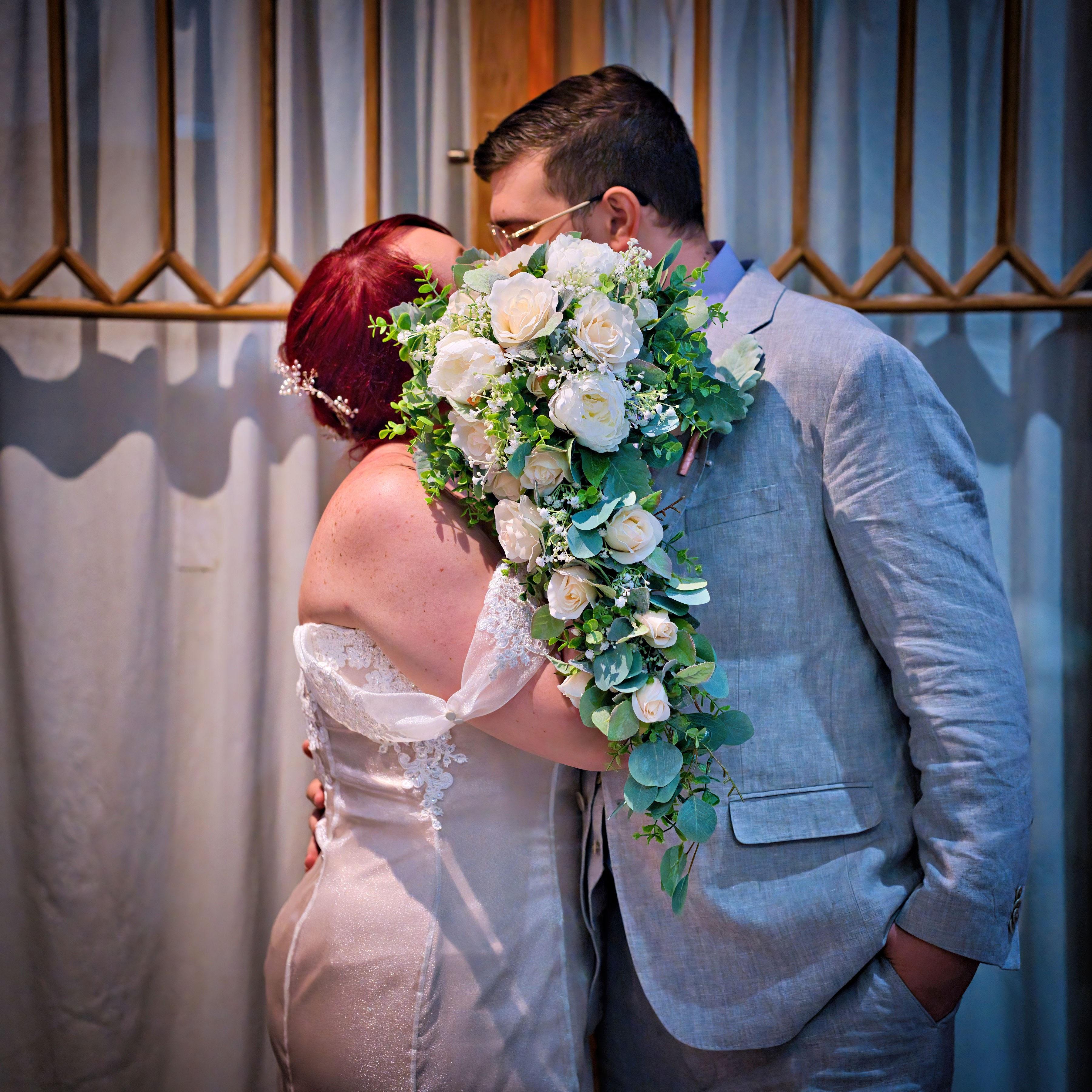 The couple successfully turned in their paperwork and were legally deemed man and wife without any problems