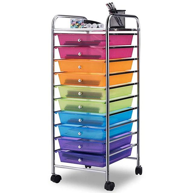 Giantex 10 Drawer Rolling Storage Cart Scrapbook Paper Office School Organizer (Multicolor)