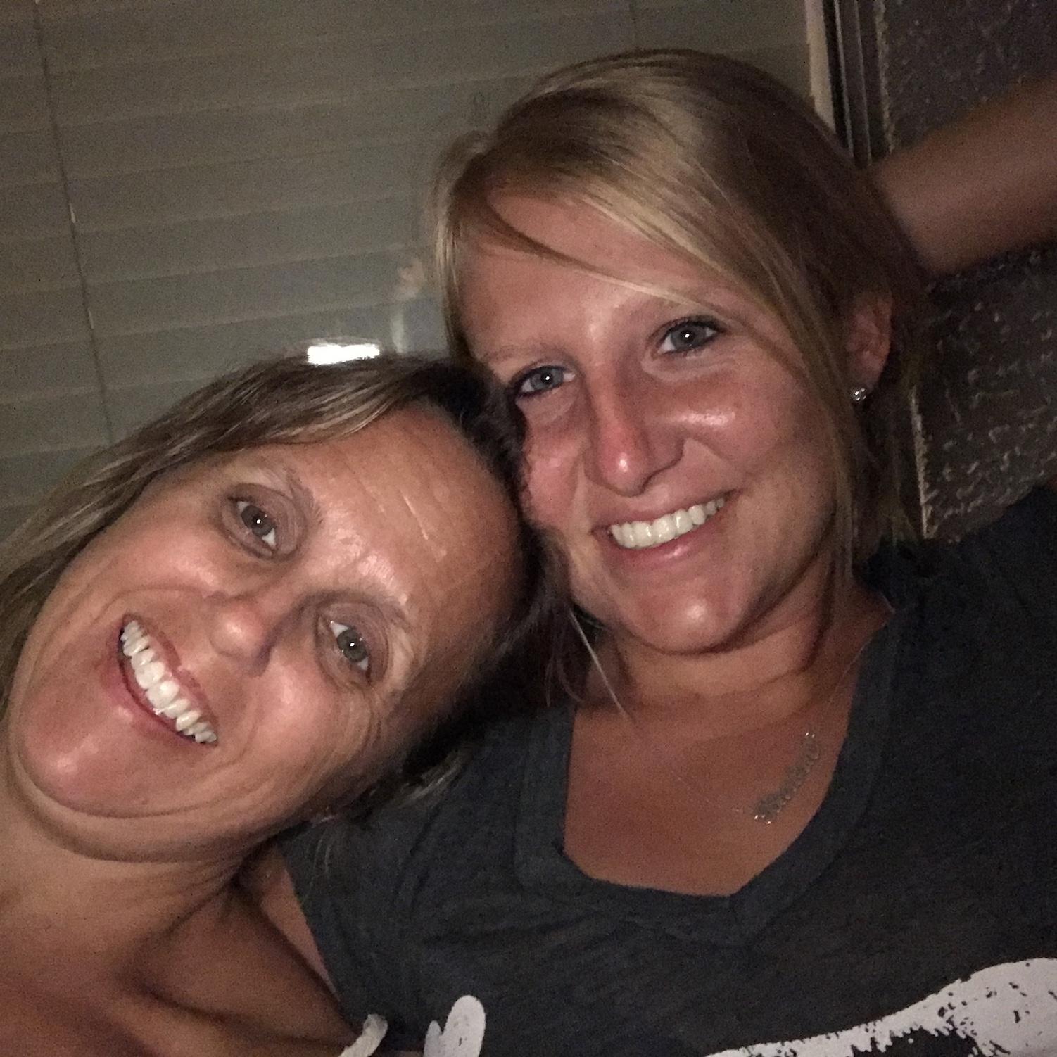 Barbra & Mom Hanging out in the backyard while Mason, Jorden, & Aiden played basketball