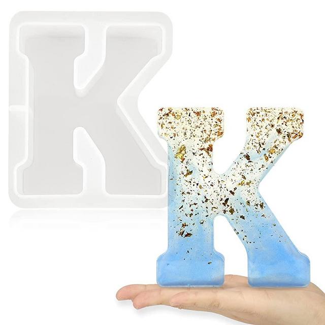 Gartful 7 Inch Large Letter Molds for Resin, K Capital Alphabet Epoxy Resin Mold, A to Z Thick 3D Silicone Letter Molds for Making Letters, Word Sign Art, DIY Crafts, Making Cake, Party Home Decor
