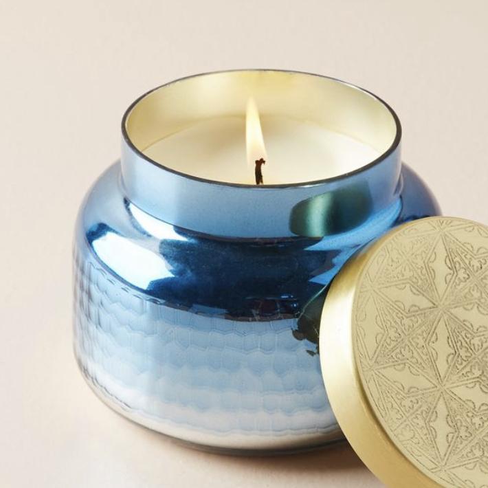 Anthropologie Large Capri Blue Ombre Candle