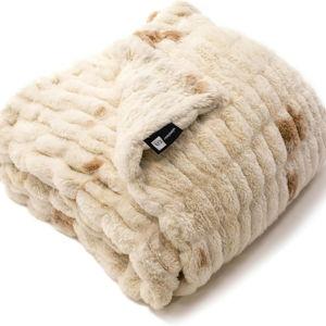 Minky Designs Crème Brulee Minky Blanket – Ultra Soft Faux Fur Throw Blanket for Couch, Bed & Home – Fluffy, Warm & Luxurious – Chic Collection (Large, 60x72)