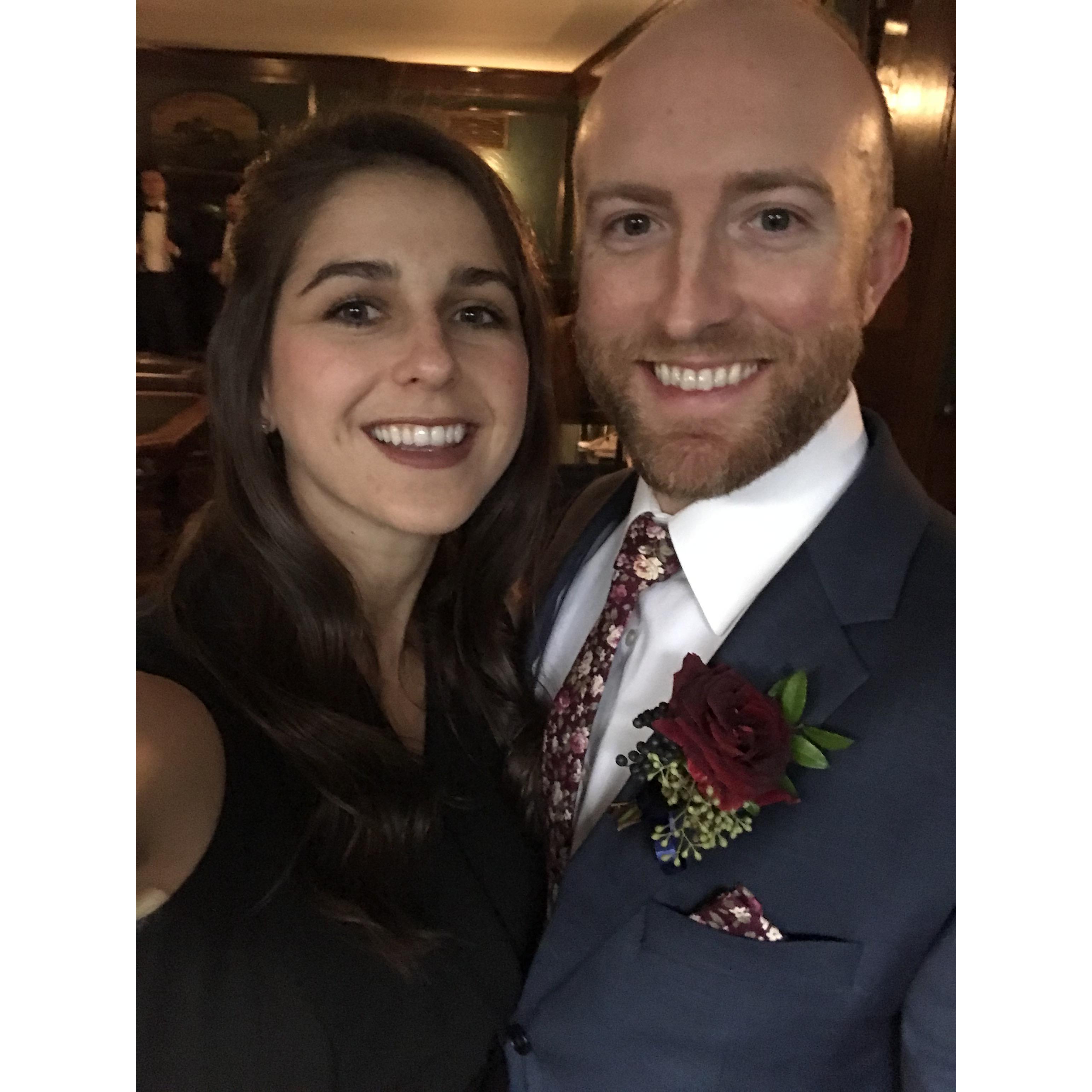 Celebrating Tommy and Sara's wedding in Connecticut in November 2020.