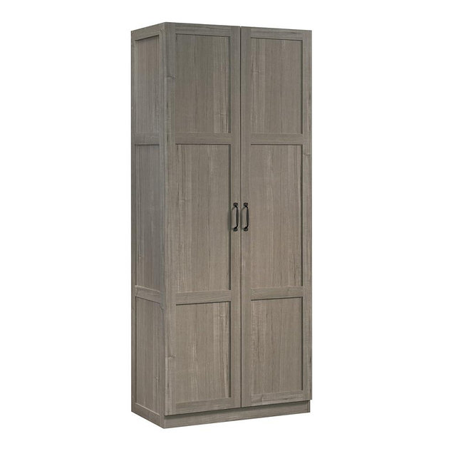 Sauder Select Storage Cabinet, Pantry Cabinet Kitchen Storage with Adjustable Shelves, Bathroom Storage Cabinet, in Silver Sycamore
