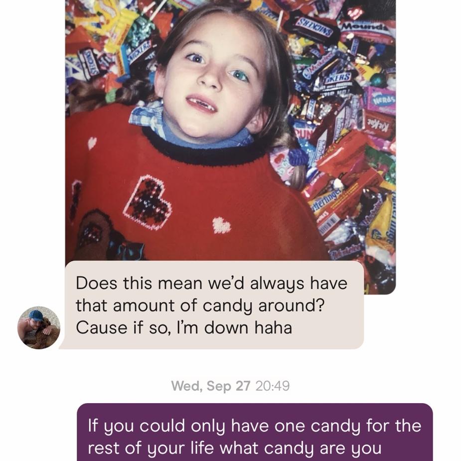How it all started! His answer was Reese's and that was the right answer.