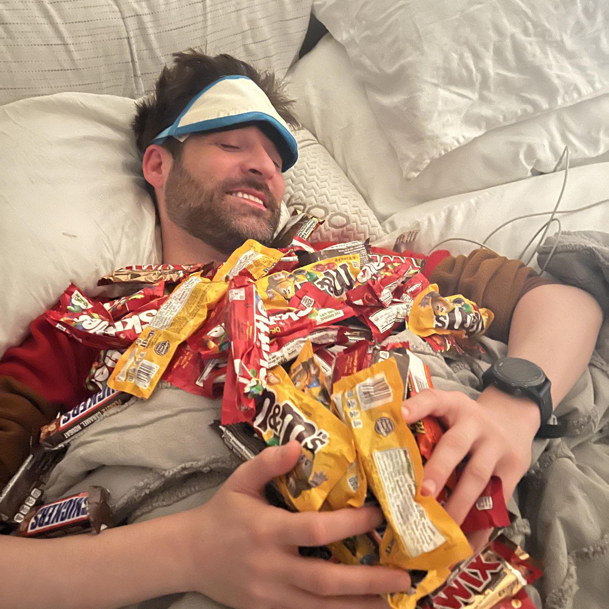 Bringing home Kyle 80+ candy bars from the Catalina Wine Mixer!