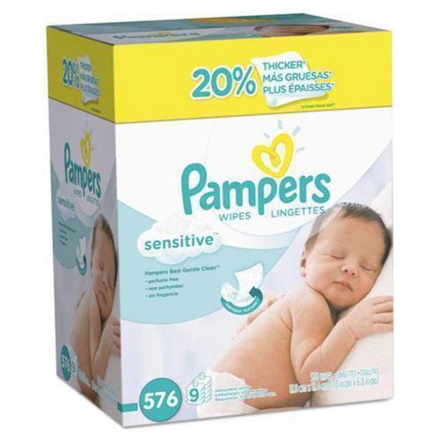 Baby Wipes, Pampers Sensitive Water Based Baby Diaper Wipes, Hypoallergenic and Unscented, 8 Refill Packs (Tub Not Included), 72 each, Pack of 8 (Packaging May Vary)