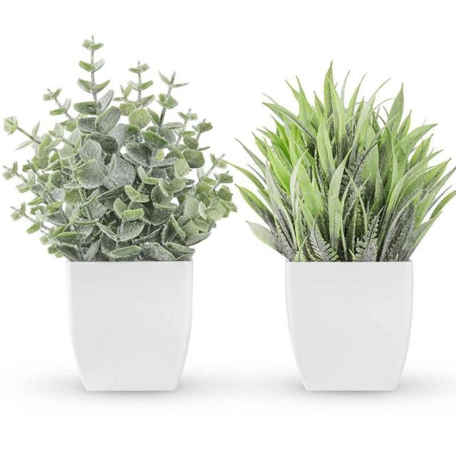 Der Rose 2 Packs Small Fake Plants Mini Artificial Potted Plants for Table Desk Home Bathroom Office Decor