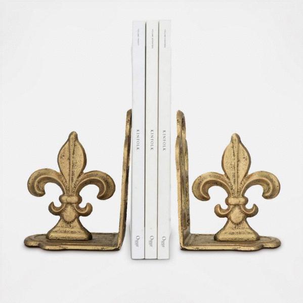 Fleur de Lis Gold Bookends