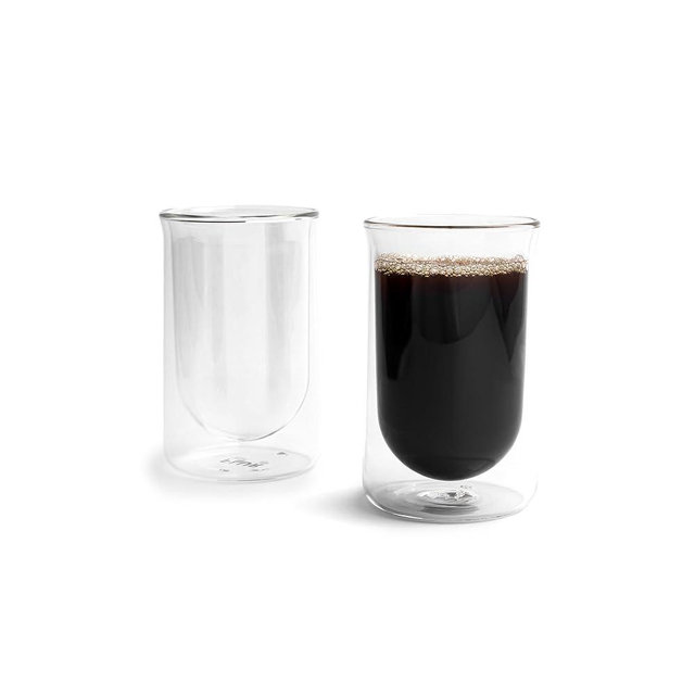 FLUR Tasting Glasses (Set of 2) Perfect for Coffee, Matcha, Tea & More – For Hot or Iced Drinks – Double-Walled Borosilicate Glass – Handmade, Lightweight & Durable – 11oz (Clear)