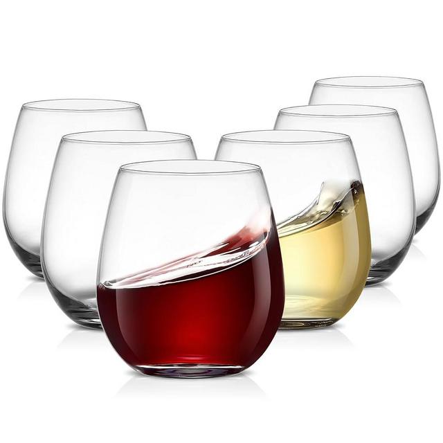 Meolibour Stemless Wine Glasses Set of 6, 17 Ounces Red & White Wine Glasses Tumbler for Party, Clear Drink Glasses, Ideal Wine Accessories Gift, Lead-free, Dishwasher Safe