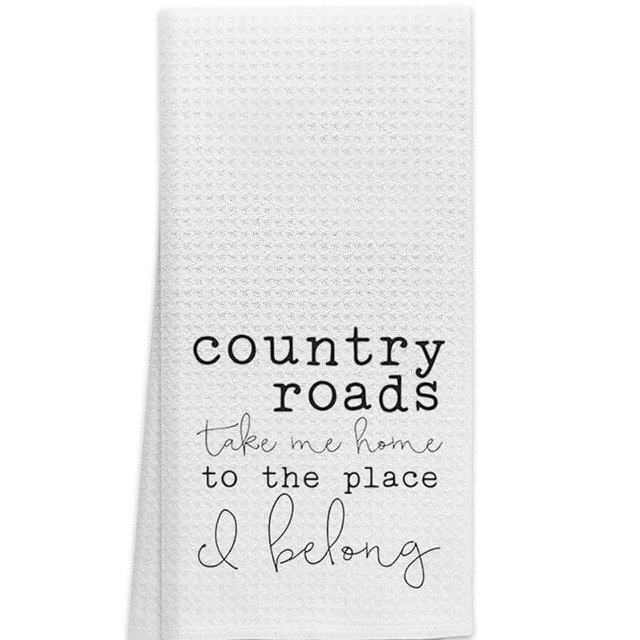 OHSUL Farmhouse Country Kitchen Towels,Country Roads Take Me Home to The Place I Belong Countryside Kitchen Towels Dish Towels Dishcloth,Rustic Kitchen Decor
