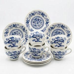 Enoch Wedgwood Tea Cups And Plates (12) - Blue Heritage Blue Onion Style