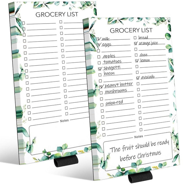 Joyberg 2 PCS Magnetic Grocery List Pads for Fridge, 4.5x7.5 Inches Magnetic Note Pad for Fridge, Grocery List Magnet Pad for Fridge, Magnetic Notepad, Shopping List, 60 Pages Per Magnetic Notepad