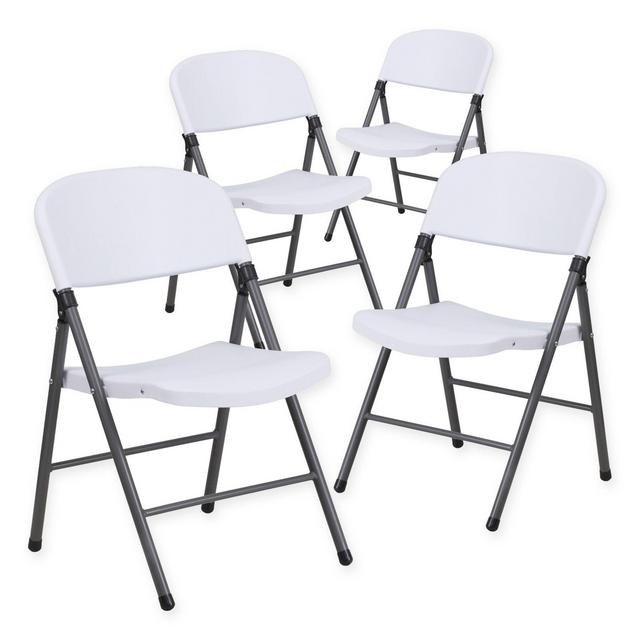 Flash Furniture Plastic Folding Chairs in Dark Grey/White (Set of 4)